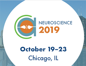  logo for Neuroscience 2019 conference from October 19th until the 23rd held in Chicago, Illinois 